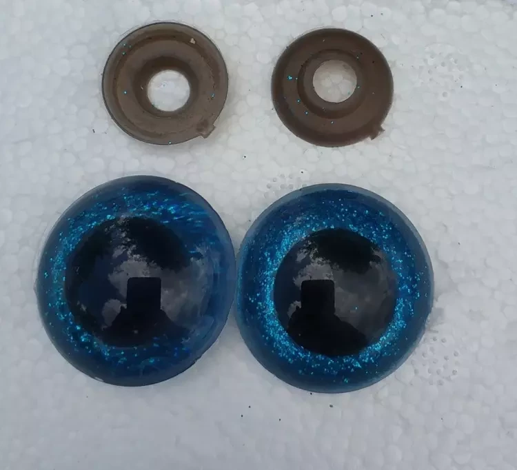 Глазки для игрушек с блестками на безопасном креплении синие 22 мм.