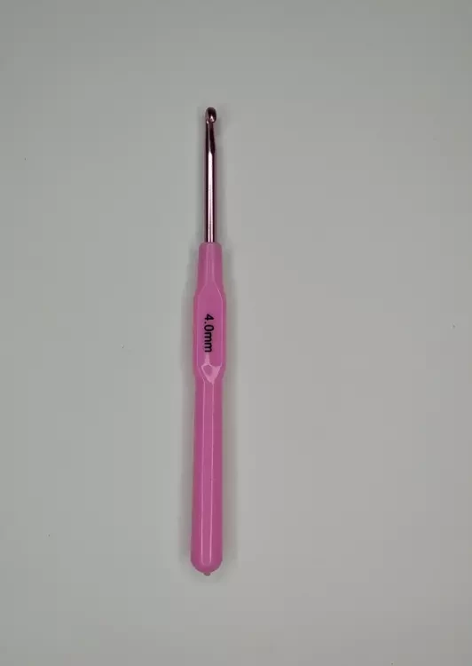 Крючок для вязания алюминиевый с пластиковой ручкой, 4,0 мм.
