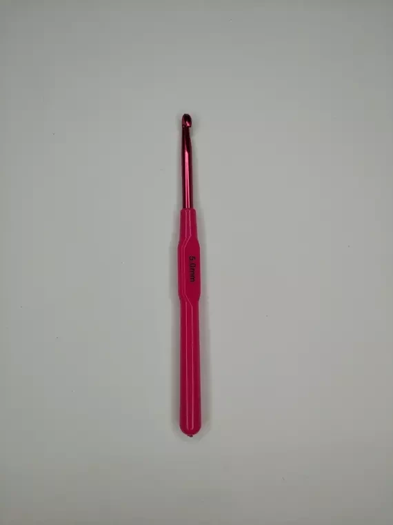 Крючок для вязания алюминиевый с пластиковой ручкой, 5,0 мм.