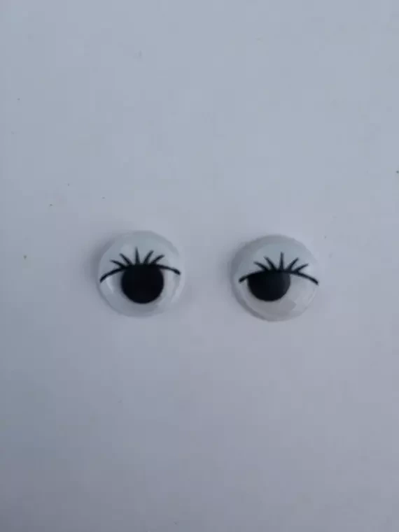 Глаза для игрушек бегающие круглые белые. 13*13мм. (пара)