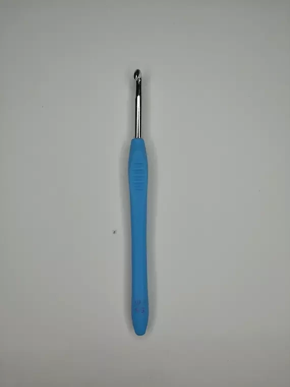 Крючок для вязания с резиновой ручкой, цельнометаллический, 5,5 мм.