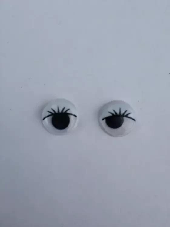 Глаза для игрушек бегающие круглые белые. 13*13мм. (пара)