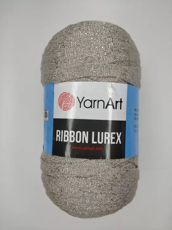 Пряжа Ribbon Lurex (Риббон Люрекс), 725 беж с серебром